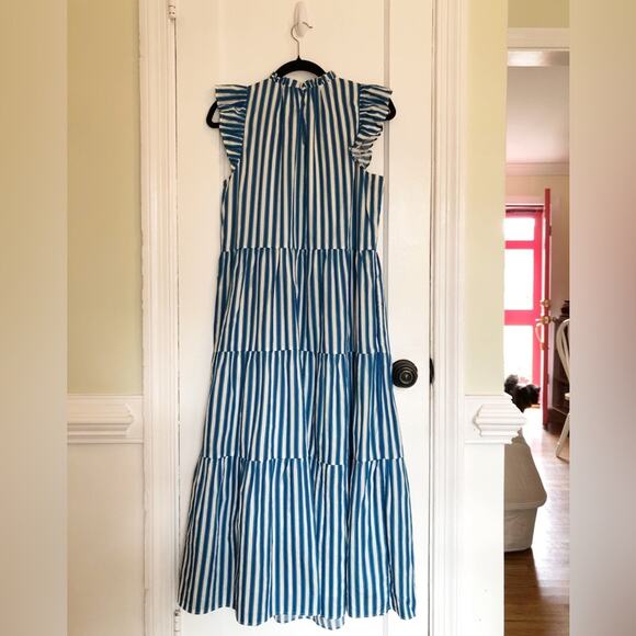 J.Crew Striped Tiered Cotton Dobby Midi Dress - Picture 10 of 10